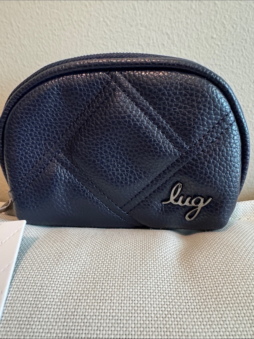 lug vegan leather Cosmetic Pouch/wallet RFID - Navy Blue